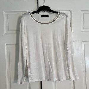 Fabiana Filippi White Long Sleeve Cotton Blend T-shirt Sz M